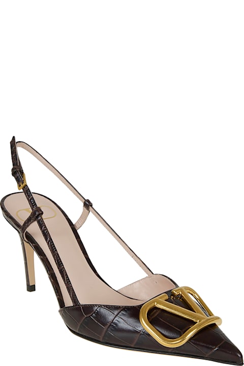 Valentino Garavani Sling Back | Vlogo Signature | T. 80 | Vitello St. Cocco/a. Brass Logo