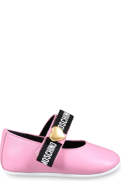 Shoes for Baby Girls Moschino Pink Ballet Flats For Baby Girl With Heart