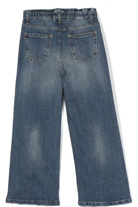 Bottoms for Girls Golden Goose Journey/ Girl's Elasticated Waist Wide Leg Jeans/ Medium Stone Washed Stretch Denim Include Il Codice Gyp01605p00119750765