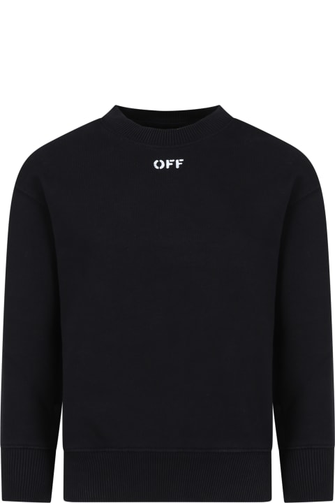 Topwear for Boys Off-White Black Sweatshirt For Boy With Logo