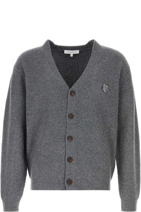 Maison Kitsuné for Men Maison Kitsuné Dark Grey Wool Blend Cardigan