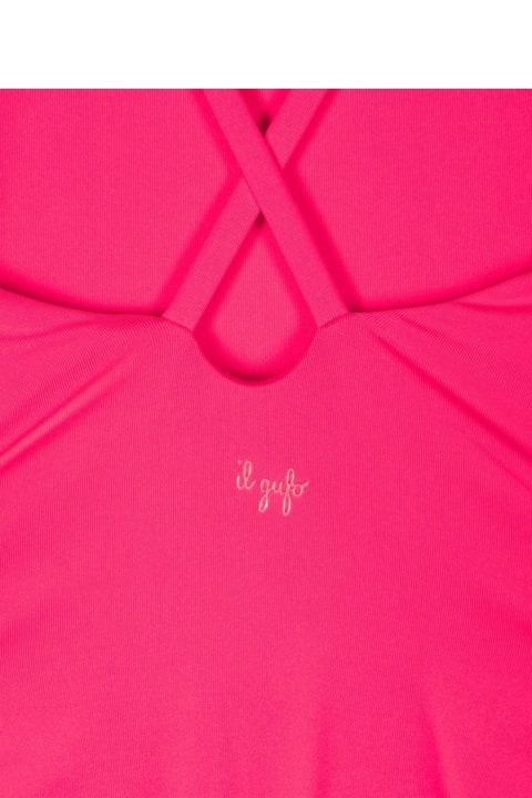 Il Gufo Swimwear for Girls Il Gufo One-piece Swimsuit With Applied Flowers In Strawberry And Orange
