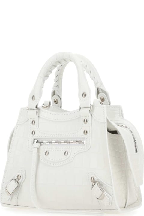 Balenciaga Totes for Women Balenciaga White Leather Mini Neo Classic Handbag