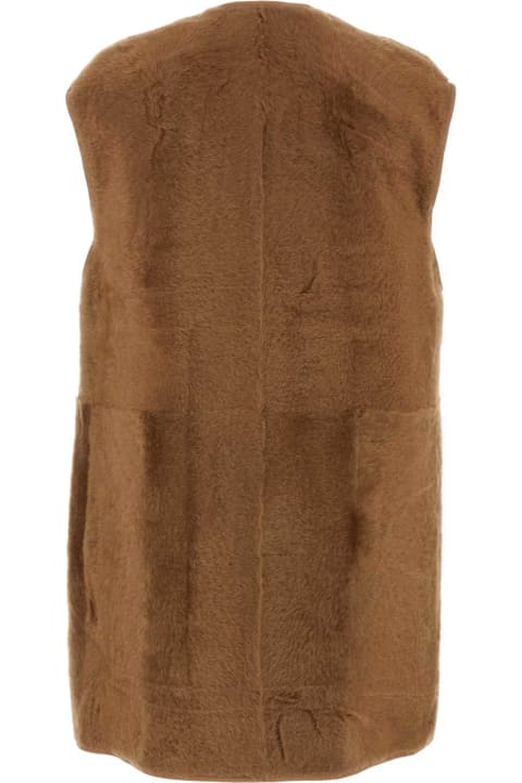 Coats & Jackets Sale for Women Max Mara Caramel Shearling Effige Sleeveless Coat