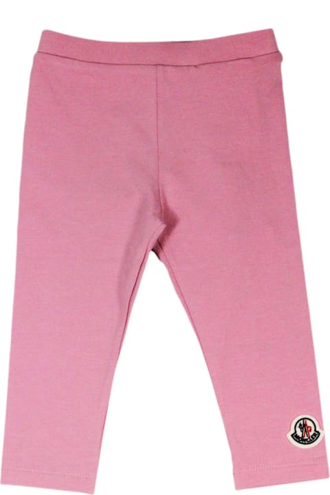 ベビーガールズ Monclerのボトムス Moncler Leggings In Stretch Jersey Cotton With Elastic Waistband And Logo On The Leg