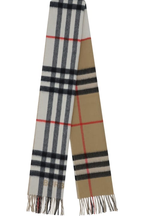 Scarves & Wraps for Women Burberry Checked Pattern Fringe Detailed Scarf
