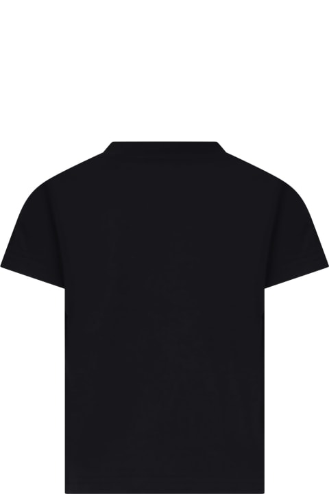 ボーイズ MonclerのTシャツ＆ポロシャツ Moncler Black T-shirt For Kids With Logo