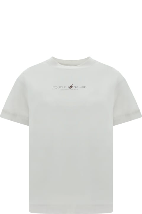 ウィメンズ Brunello Cucinelliのウェア Brunello Cucinelli Touched Nature Logo T-shirt