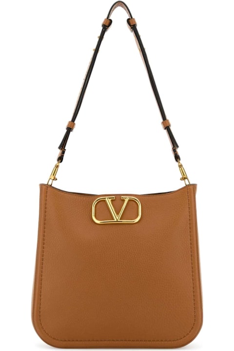 Valentino Garavani Totes for Women Valentino Garavani Camel Leather Vlogo Crossbody Bag