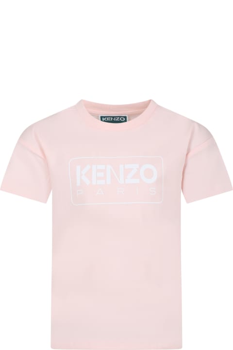 Kenzo Kids Kenzo Kids Pink T-shirt For Girl With Logo