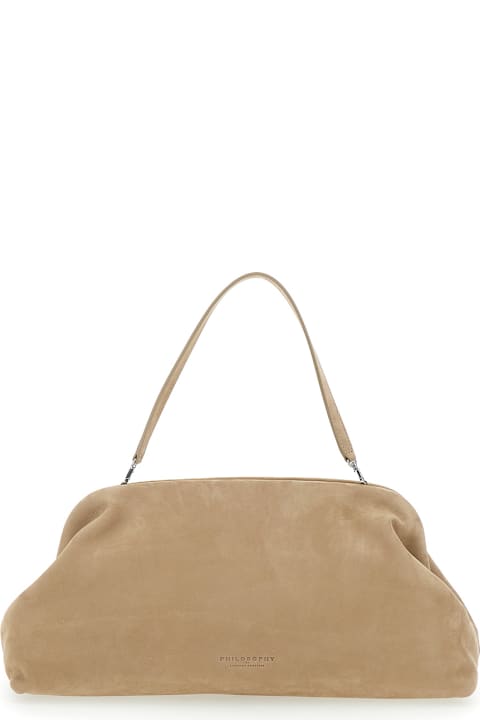 Philosophy di Lorenzo Serafini Bags for Women Philosophy di Lorenzo Serafini Beige Shoulder Bag With Logo Lettering On The Front And Removable Shoulder Strap In Leather Woman
