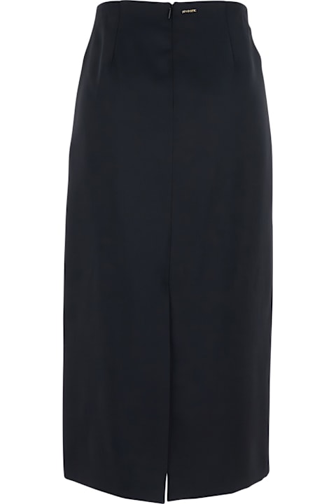 Homeware TwinSet Black Skirt With Rear Concealed Zip Closure And Logo Plaque On The Rear In Fabric Woman