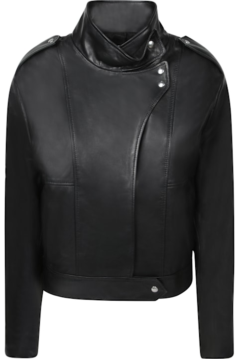 IRO معاطف وجواكت لـ السيدات IRO Dahlia Black Leather Jacket
