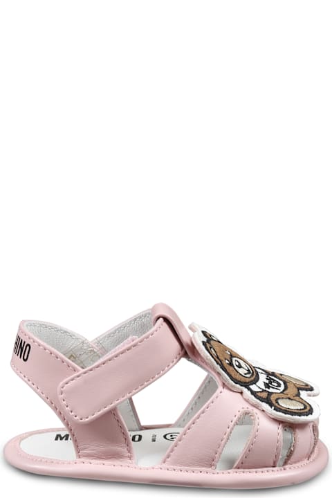 Moschino Shoes for Baby Boys Moschino Pink Sandals For Baby Girl With Teddy Bear