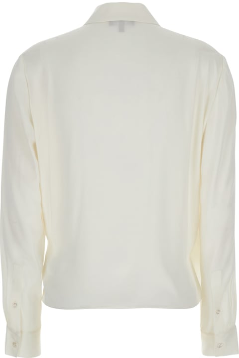 Homeware Theory White Blouse With Peak Revers And Crossover Neck In Silk Woman