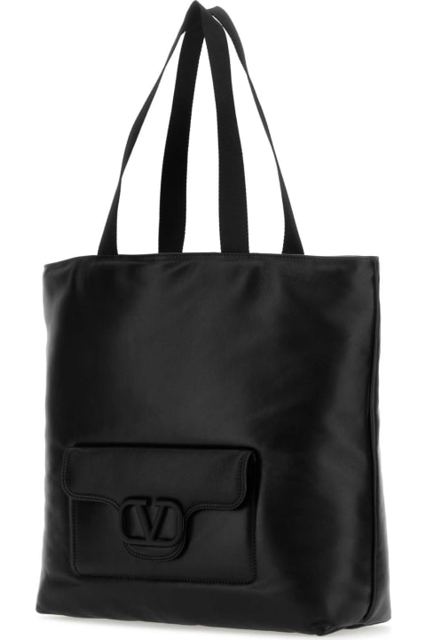 メンズ Valentino Garavaniのトートバッグ Valentino Garavani Black Nappa Leather Valentino Garavani Noir Shopping Bag