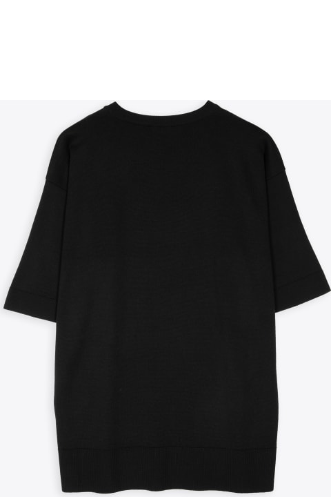 C.v. Girocollo Black silk blend knitted t-shirt
