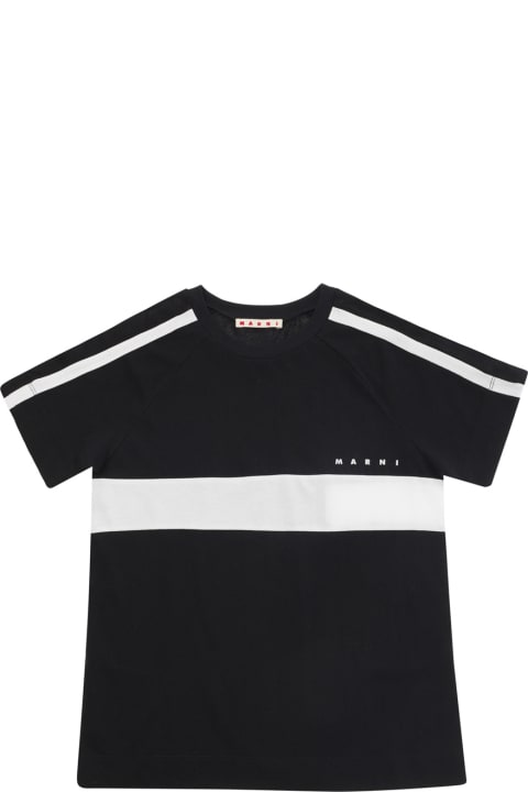 Marni T-Shirts & Polo Shirts for Boys Marni Black And White T-shirt With Logo Detail In Cotton Boy