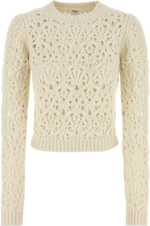 Chloé سترات صوف وبدل رياضية لـ السيدات Chloé Ivory Wool Sweater