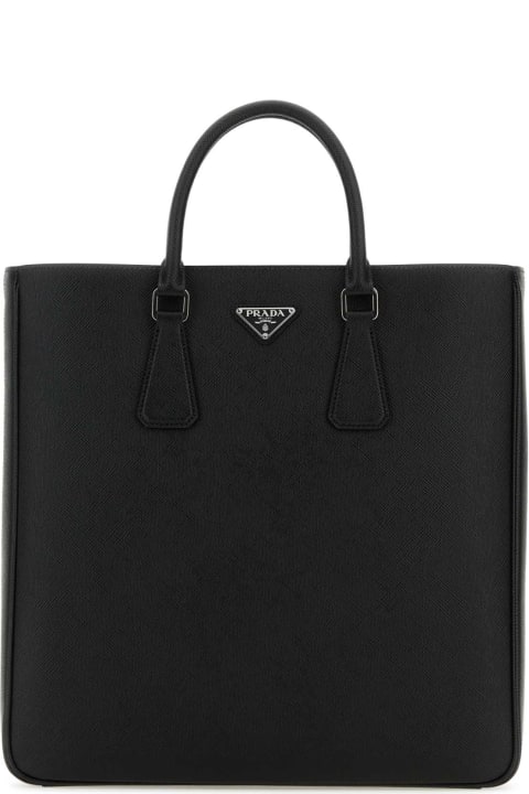 Investment Bags for Men Prada Black Leather Shopping Bag
