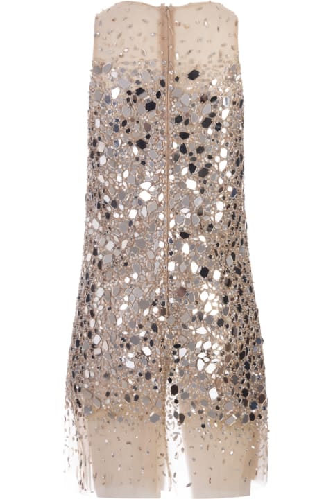 Dresses for Women Ermanno Scervino Nude Tulle Mini Dress With Degradé Crystal Embellishments