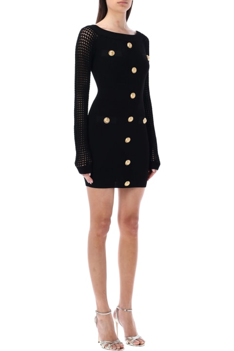 Short Off-the-shoulder Mesh Knit Dress