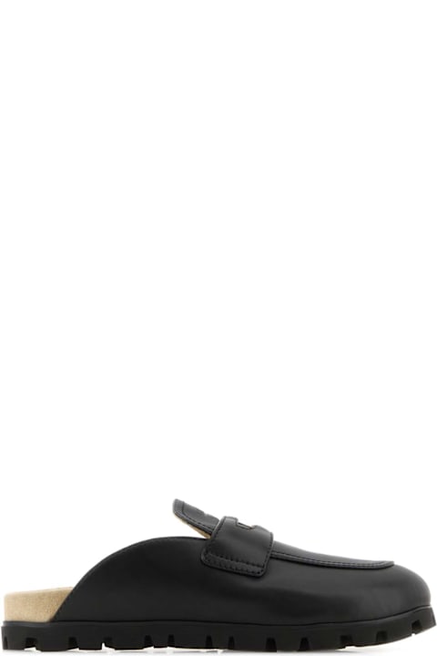 Miu Miu Black Leather Slippers