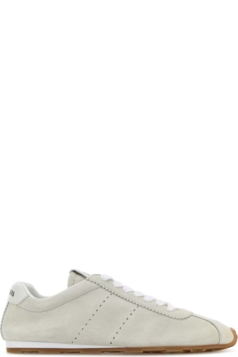 Miu Miu for Women Miu Miu White Suede Plume Sneakers