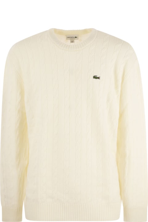 Lacoste Sweaters for Men Lacoste Plaited Wool Crew-neck Sweater