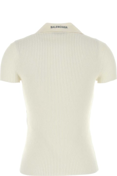Sale for Women Balenciaga Ivory Stretch Wool Blend Polo Shirt