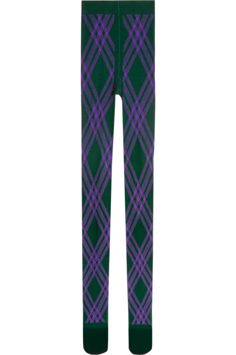 Burberry Pants & Shorts for Women Burberry Black And Violet Thights With Argyle Motif In Wool Blend Woman