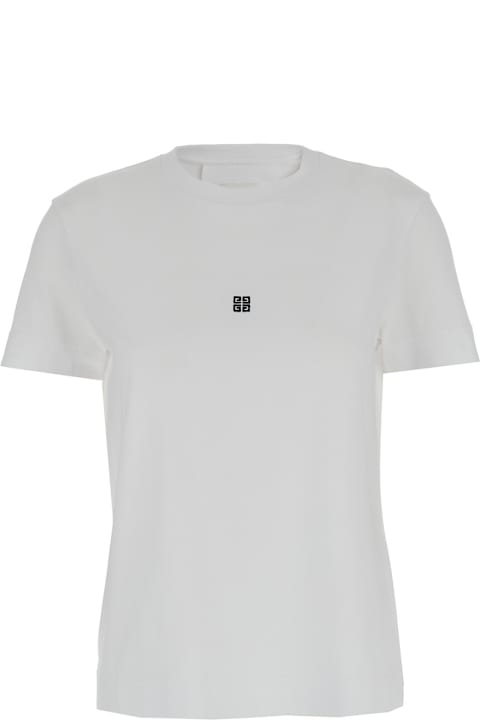 Topwear for Women Givenchy White T-shirt With Contrasting 4g Embroidery In Cotton Woman