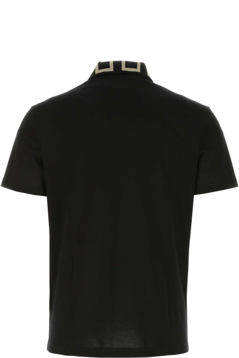 Clothing for Men Versace Black Piquet Polo Shirt