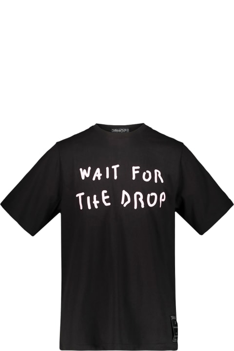 T-shirt With "wait For The Drop"pink  Print