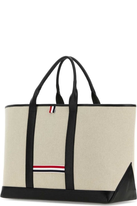 Homeware Thom Browne Sand Canvas Medium Rwb-stripe Shopping Bag