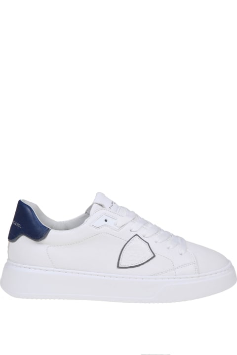 Philippe Model Sneakers for Men Philippe Model Temple Sneakers In White/blue Leather Philippe Model
