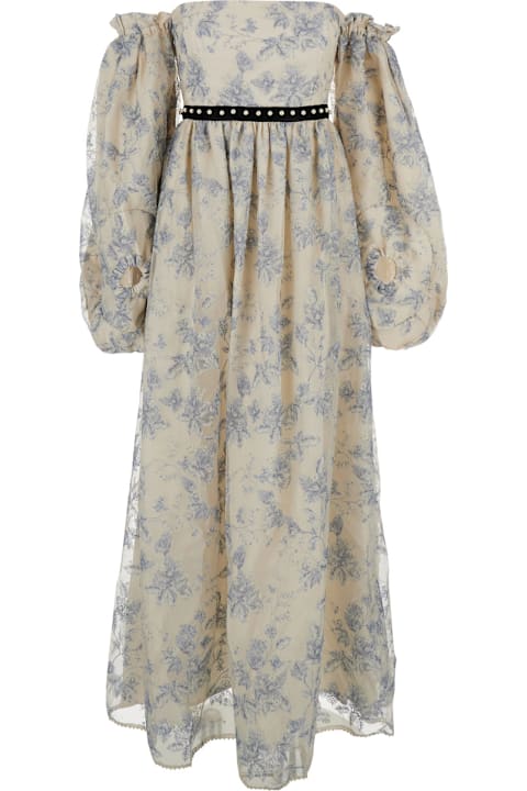 Agua by Agua Bendita Dresses for Women Agua by Agua Bendita 'alheli' Multicolor Long Dress With Bardot Neckline And All-over Printed Floral Motif In Linen Woman