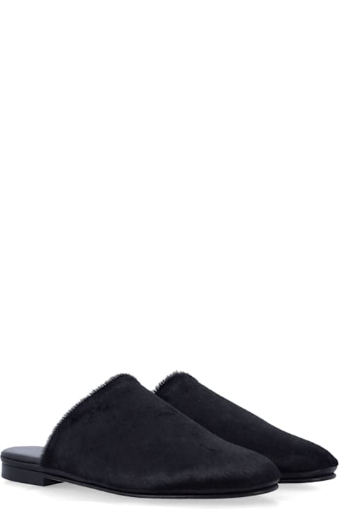 Alberta Ferretti Black Pony Hair Mules