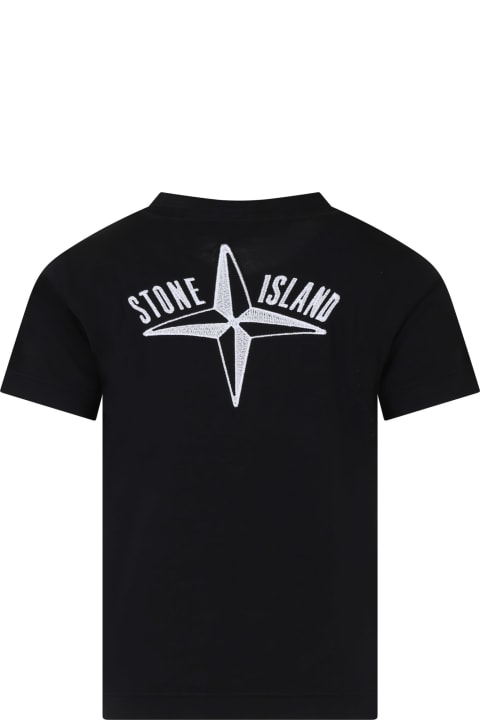 Stone Island Junior for Kids Stone Island Junior Black T-shirt For Boy With Logo