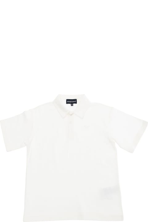 Emporio Armani T-Shirts & Polo Shirts for Women Emporio Armani White Polo Shirt With Classic Collar And Tonal Logo Embroidery On The Front In Cotton Boy