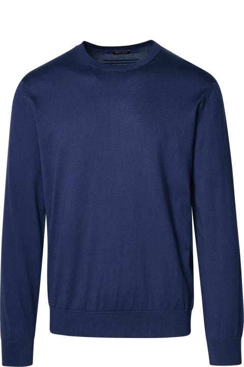 Zegna Fleeces & Tracksuits for Men Zegna Blue Cotton Sweater