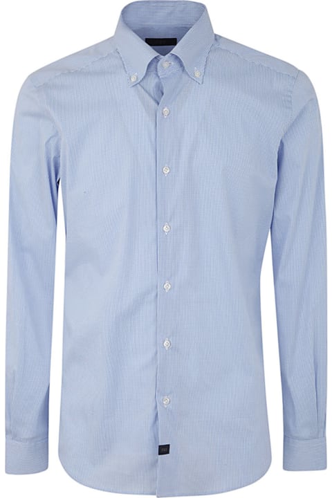 Fay Shirts for Men Fay New Button Down Stretch Microchecked Shirt