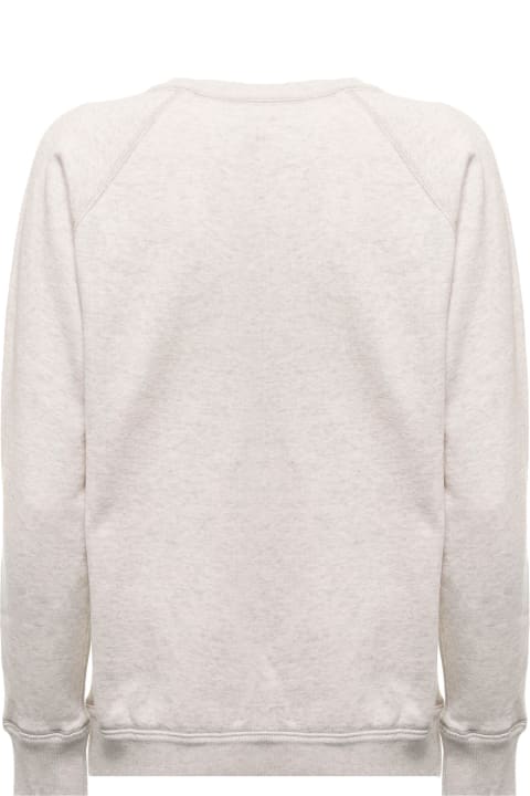 Milly  Melange White Cotton Sweatshirt With Logo Isabel Marant Woman
