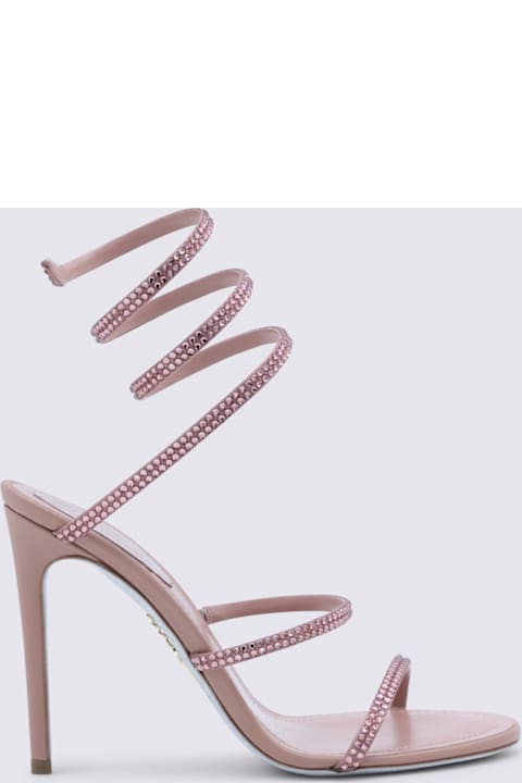 René Caovilla Pink Leather Cleo Sandals
