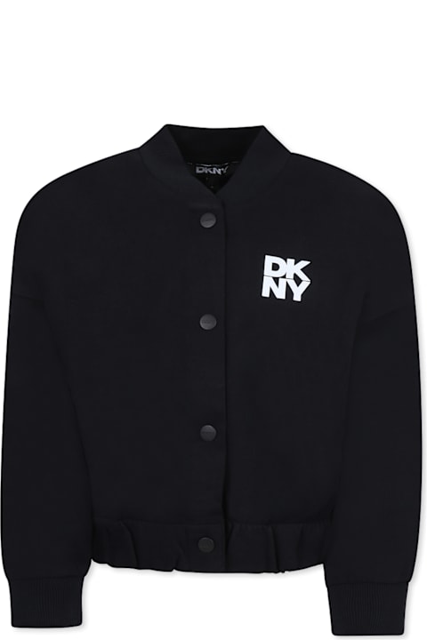 DKNY Coats & Jackets for Girls DKNY Black Bomber Jacket For Girl With Logo