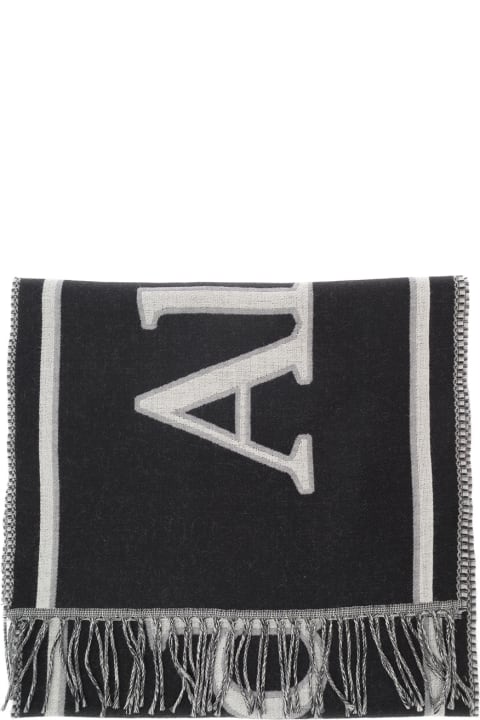 Alexander McQueen Accessories for Men Alexander McQueen Black And White Scarf With Varsity Logo In Wool Man