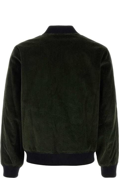 Maison Kitsuné Coats & Jackets for Men Maison Kitsuné Dark Green Corduroy Bomber Jacket