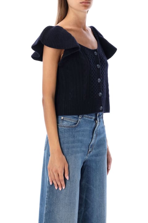 Calliope Cable Knit Flutter Sleeves Cardigan