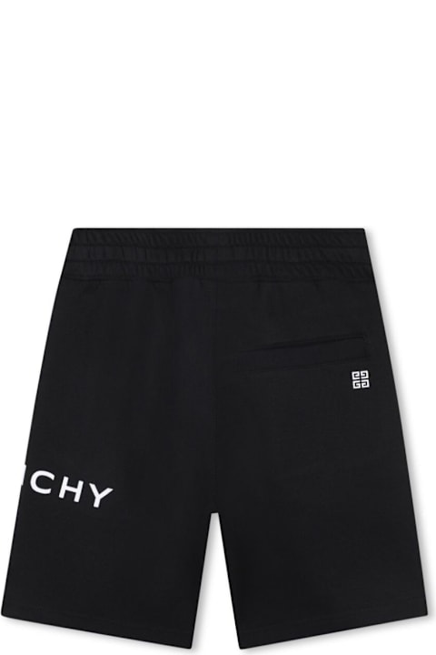 Givenchy Bottoms for Boys Givenchy Black Shorts With Elastic Drawstring Waist And Logo Lettering In Cotton Blend Boy