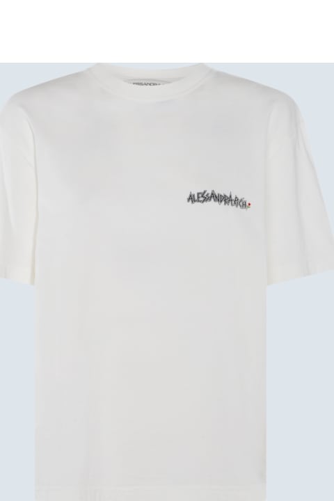 Alessandra Rich Topwear for Women Alessandra Rich White Multicolour Cotton T-shirt